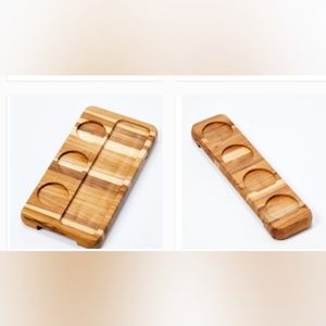 2 Piece Madeira Teak Wood Paired Flight Cheese  Charcuterie Boards New in Pkg